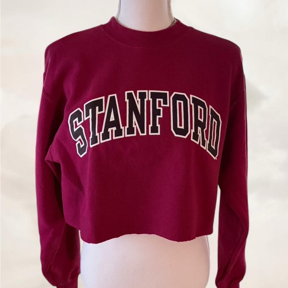 Champion Women's Burgundy Cropped Sweatshirt
